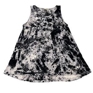 American Age Women’s X-small Tie Dye Black Cream Long Thick Strap Tank Top Tunic